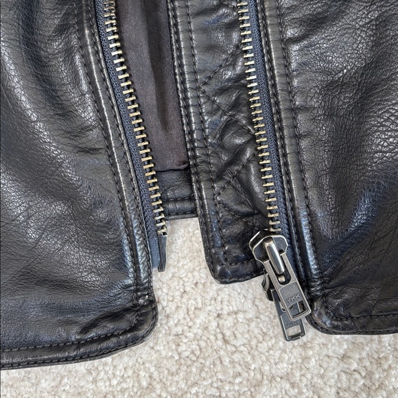 Free People We The Free Monroe Black Vegan Leather Biker Jacket Women’s Large - Picture 8 of 16